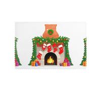 WHJSSF Fireplace with Christmas Stockings Prints Placemats Set of 6 12x18in - Heavy-Duty Polyester Table Covers Built for Durability & Heat Resistance