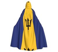 WHJSSF Flag of Barbados Prints Hooded Cloak - Long Halloween Throw, Cozy Costume Layer with Drawstring