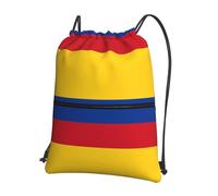 WHJSSF Flag of Colombia Prints Drawstring Zipper Backpack - Lightweight Foldable Gym Bag, Travel Duffel with Front Pocket & Interior Organizer