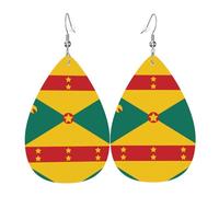 WHJSSF Flag of Grenada Prints Dangle Water Drop Earrings - Chic Faux Leather Drops for Festive & Everyday Style