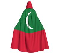 WHJSSF Flag Of Maldives Prints Halloween Adult Hooded Cape Cloak - Super Large Hooded Cloak No Zipper