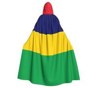 WHJSSF Flag of Mauritius Prints Halloween Adult Hooded Cape Cloak with Bow Tie for Costume Parties, Cosplay