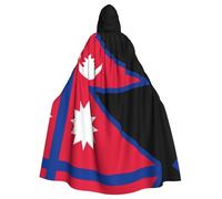 WHJSSF Flag of Nepal Pattern Halloween Adult Hooded Cape Cloak with Bow Tie for Costume Parties, Cosplay