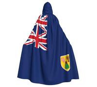 WHJSSF Flag of the Turks and Caicos Islands Printing Halloween Adult Hooded Cape Cloak - Super Large Hooded Cloak No Zipper