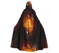 WHJSSF Flame Flower Prints Hooded Cloak - Long Dramatic Throw for Costume Play