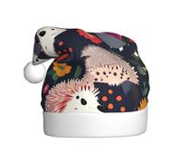 WHJSSF Floral Hedgehogs Picture Christmas Hat for Adult Making It a Fun and Durable Gift for Men and Women