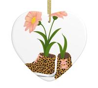 WHJSSF Flowers in Leopard Print Shoes Picture Christmas Ceramic Love Pendant Decoration Interior Decoration Festival Gift