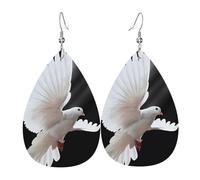 WHJSSF Flying Dove Prints Dangle Water Drop Earrings - Chic Faux Leather Drops for Festive & Everyday Style
