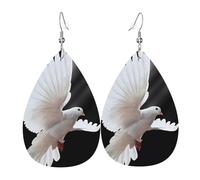 WHJSSF Flying Dove Prints Teardrop Leather Earrings - Stylish Dangle Drops for Women, Lightweight Jewelry with Silver-Plated Hooks, Vibrant Colors for Parties & Gifts