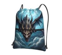WHJSSF Flying Dragon Prints Drawstring Zipper Backpack - Lightweight Water-Resistant Sport Gym Travel Bag with Front Pocket & Internal Organizer