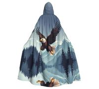 WHJSSF Flying Eagle Printing Halloween Adult Hooded Cape Super Large Hooded Cloak