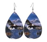 WHJSSF Flying Eagle Prints Teardrop Leather Earrings - Lightweight Dangle Earrings for Women, Vivid Color Faux Leather Drops with Silver Plated Hooks, Stylish Accessories for Parties & Gifts