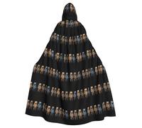 WHJSSF Four printed bears Printed Halloween Adult Hooded Cape Large Hooded Cloak with Bow Tie, No Zipper