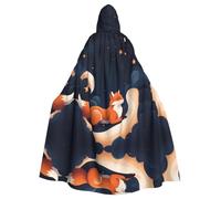 WHJSSF Fox In The Starry Sky Picture Halloween Adult Hooded Cloak is a super large, comfortable, and durable cloak