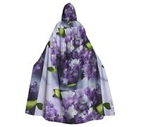 WHJSSF Framing Lilac Flowers In Blossom Prints Halloween Adult Hooded Cape Cloak - Super Large Hooded Cloak No Zipper