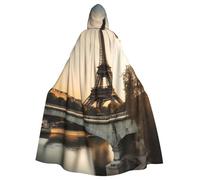 WHJSSF French Paris Tour Eiffel Tower Pattern Halloween Adult Hooded Cape Cloak for wear during Halloween, role-playing