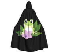 WHJSSF Frog Under The Morning Glory Prints Halloween Adult Hooded Cape Cloak For Role-Playing, Stage Costumes, Parties Easy Care
