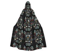 WHJSSF Funny Cats Birds and Flowers Prints Hooded Cloak - Long Dramatic Throw for Costume Play