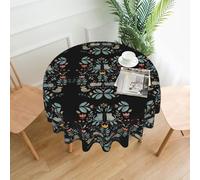 WHJSSF Funny Cats Birds and Flowers Prints Round Decorative Tablecloth 60in - Elevate Your Dining Experience with High-Grade Polyester Table Throw