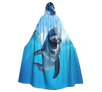 WHJSSF Funny Dolphin Looking at You Printing Halloween Adult Hooded Cape Cloak - Super Large Hooded Cloak No Zipper