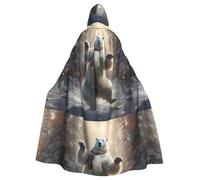 WHJSSF Funny Polar Bear Prints Halloween Adult Hooded Cape Cloak For Role-Playing, Stage Costumes, Parties Easy Care