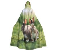 WHJSSF Funny Rabbits Printed Adult Halloween hooded jacket cloak long party cloak suitable for men and women