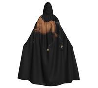 WHJSSF Galloping War Horse Pattern Halloween Adult Hooded Cape Cloak with Bow Tie for Costume Parties, Cosplay