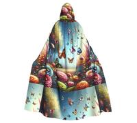 WHJSSF Garden Butterfly Swarm Prints Halloween Adult Hooded Cloak is a super large, comfortable, and durable cloak