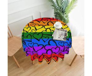 WHJSSF Gay Pride Rainbow Pattern Prints Round Decorative Tablecloth 60in - Elevate Your Dining Experience with High-Grade Polyester Table Throw