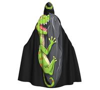 WHJSSF Gecko Rock Climbing Prints Halloween Adult Hooded Cape Cloak For Role-Playing, Stage Costumes, Parties Easy Care