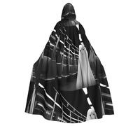 WHJSSF Ghost At Midnight Prints Halloween Adult Hooded Cloak is a super large, comfortable, and durable cloak