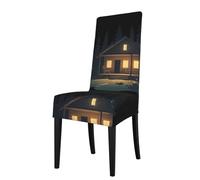 WHJSSF Ghost In Front Of The Hut Picture Protection Cover for Dining Chair - Soft, Comfortable, Wrinkle-Resistant Elastic Fits Most Armless Chairs