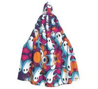 WHJSSF Ghost Swarm Printing Halloween Adult Hooded Cloak for various party and carnival settings