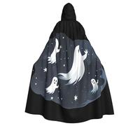 WHJSSF Ghosts flying across the sky Prints Halloween Adult Hooded Cape Cloak with Bow Tie for Costume Parties, Cosplay