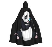 WHJSSF Giant Panda Making Phone Call Prints Halloween Adult Hooded Cape Cloak For Role-Playing, Stage Costumes, Parties Easy Care