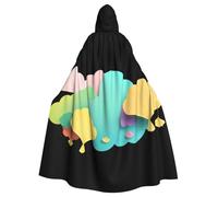 WHJSSF Ginkgo leaves on colorful clouds Printing Halloween Adult Hooded Cape Cloak - Super Large Hooded Cloak No Zipper