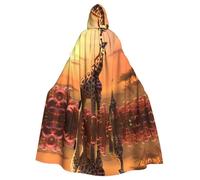 WHJSSF giraffe mum and baby Printing Halloween Adult Hooded Cape Super Large Hooded Cloak