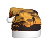 WHJSSF Giraffes at sunset Printing Christmas Hat for Adult quality festive accessory crafted soft, lightweight