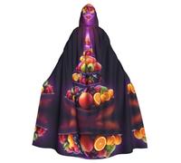 WHJSSF Glowing Fruit Pyramid Picture Halloween Adult Hooded Cloak is a super large, comfortable, and durable cloak