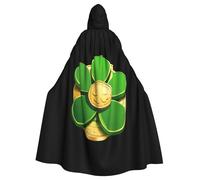 WHJSSF Gold coin clover Printing Halloween Adult Hooded Cape Cloak - Super Large Hooded Cloak No Zipper