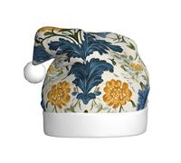 WHJSSF golden flower blue leaf Picture Christmas Hat for Adult Making It a Fun and Durable Gift for Men and Women