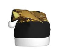 WHJSSF Golden glass shards Pattern Christmas Hat for Adult quality accessory soft, lightweight, and fluffy