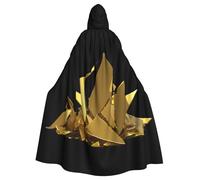 WHJSSF Golden glass shards Printing Halloween Adult Hooded Cape Cloak - Super Large Hooded Cloak No Zipper