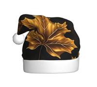 WHJSSF Golden Maple Leaf Printing Christmas Hat for Adult quality festive accessory crafted soft, lightweight