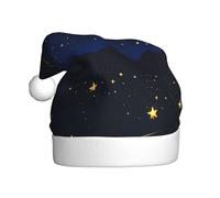 WHJSSF Golden stars in the night sky Pattern Christmas Hat Durable for Adult for Halloween, Christmas, New Year