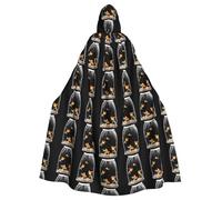 WHJSSF Goldfish in a transparent bag Pattern Halloween Adult Hooded Cape Cloak with Bow Tie for Costume Parties, Cosplay