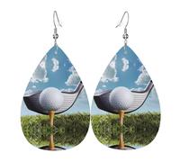 WHJSSF Golf Club Prints Dangle Water Drop Earrings - Chic Faux Leather Drops for Festive & Everyday Style