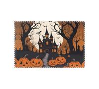 WHJSSF Gothic Happy Halloween Pattern Placemats for Dining Table Set of 6 for Hotels, Homes, and Banquets as Decorative Table Decorations, Beautiful durable