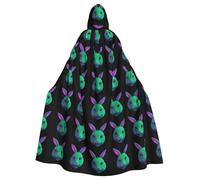 WHJSSF Gradient Color Rabbit Head Prints Halloween Adult Hooded Cape Cloak - Super Large Hooded Cloak No Zipper