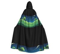 WHJSSF Grassland under the starry sky Printing Halloween Adult Hooded Cape Cloak - Super Large Hooded Cloak No Zipper